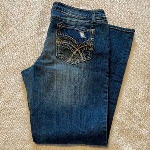 MUDD Jeans, size 15 distressed with white lace